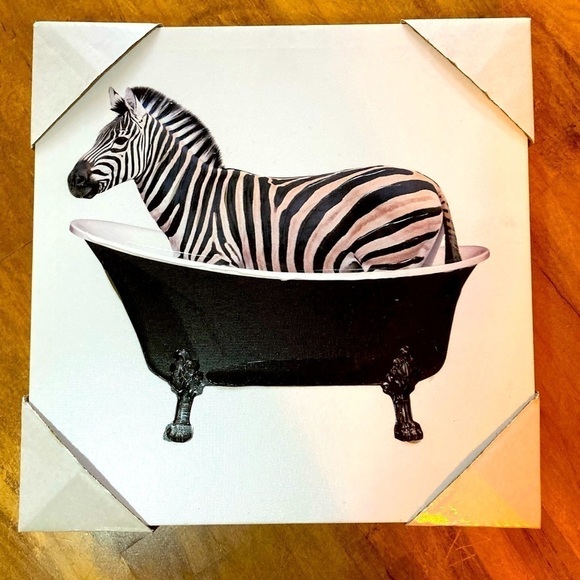 Zebra in Bathtub Art Canvas NEW - Picture 1 of 7